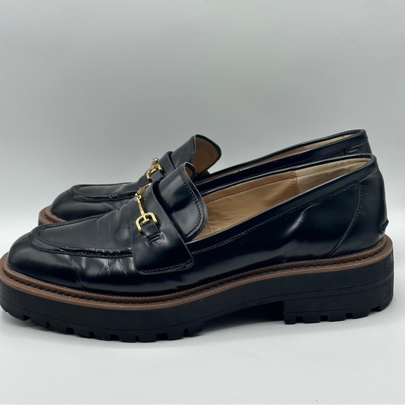 SAM EDELMAN Laurs Chunky Lug Sole Loafers Patent Leather Black - Picture 4 of 7